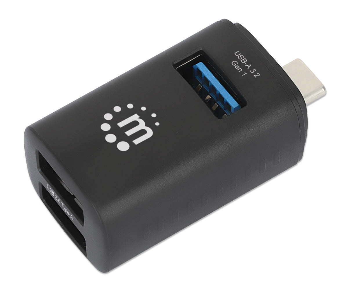 Manhattan USB-C 3-Port Hub, ULTRA COMPACT, 3x USB-A Ports (1x 5 Gbps USB 3.2 Gen1 aka USB 3.0, 3 x 480 Mbps USB 2.0), USB powered (no external power supply required)