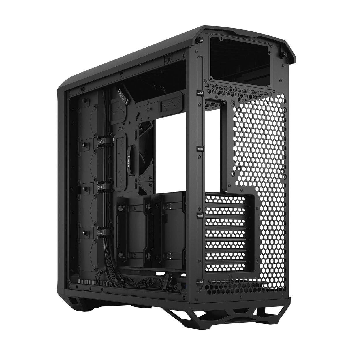Fractal Design Torrent (Light TG) gabinete para juegos con ventanas de vidrio tintado claro, E-ATX, 5 ventiladores, concentrador de ventilador, tira RGB en cubierta de fuente de alimentación, rejilla frontal, USB-C
