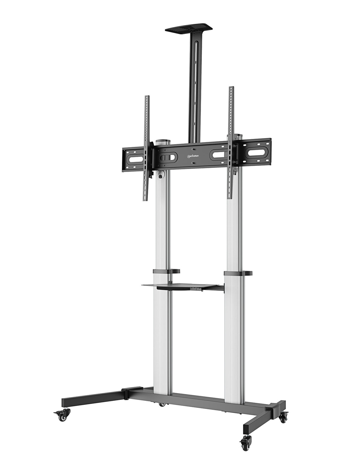 Manhattan Trolley Mount Stand for TV & Monitors, For screens: 37" to 100",VESA compatability:all between 200x200 to 1000x600mm -check the dimensions of the four mounting holes on back of screen to ensure it fits,Max 80kg,Height adjustable 1200 to 1600mm,L