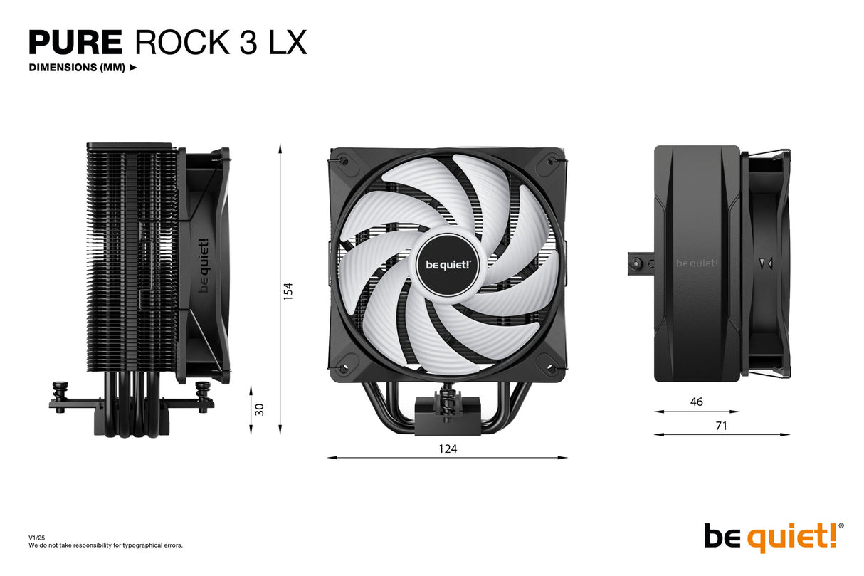 be quiet! Pure Rock 3 LX Processor Air cooler 12 cm Black 1 pc(s)