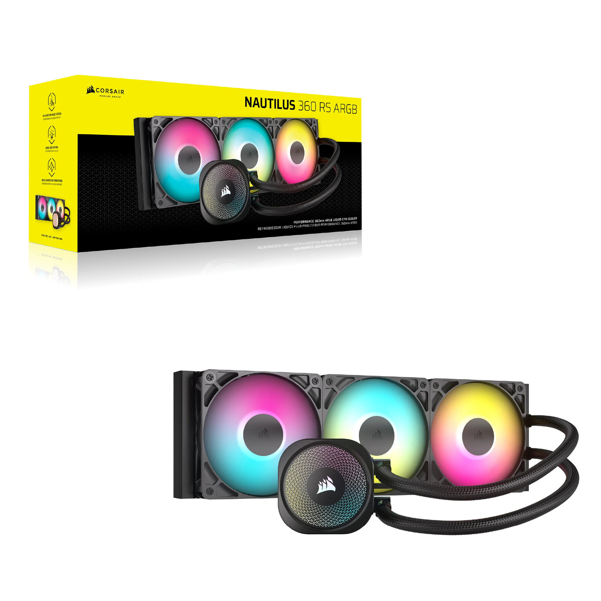 Corsair Nautilus 360 RS ARGB Processor All-in-one liquid cooler Black