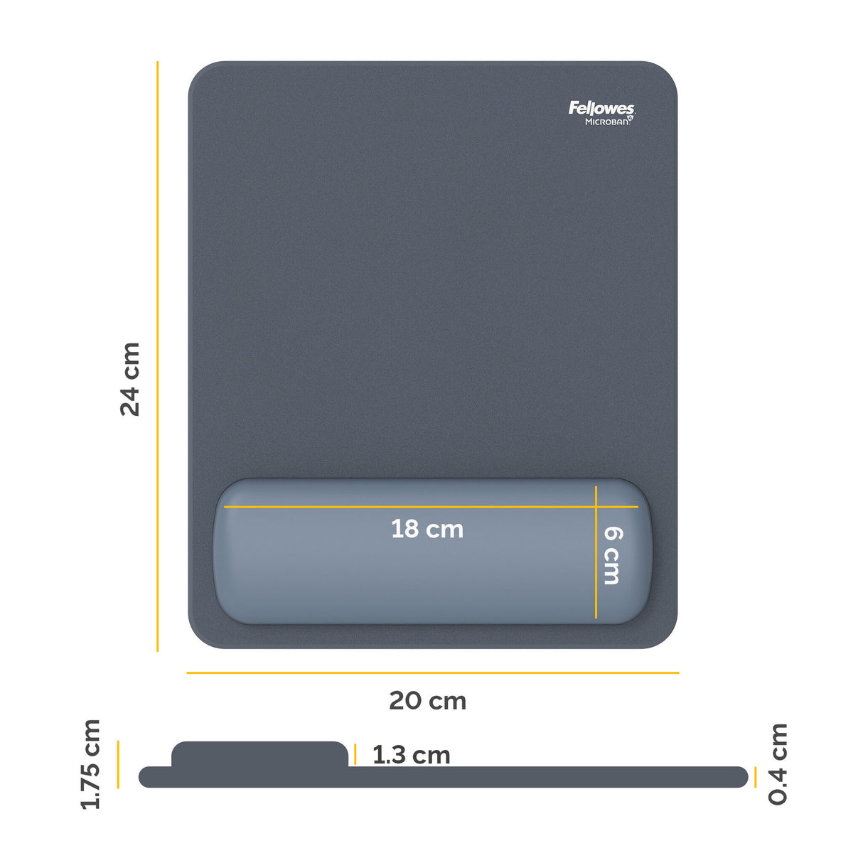 Fellowes Breyta Mouse Mat Wrist Rest Mouse Pad Wrist Support with Antibacterial Protection Ergonomic Mouse Mat Marine