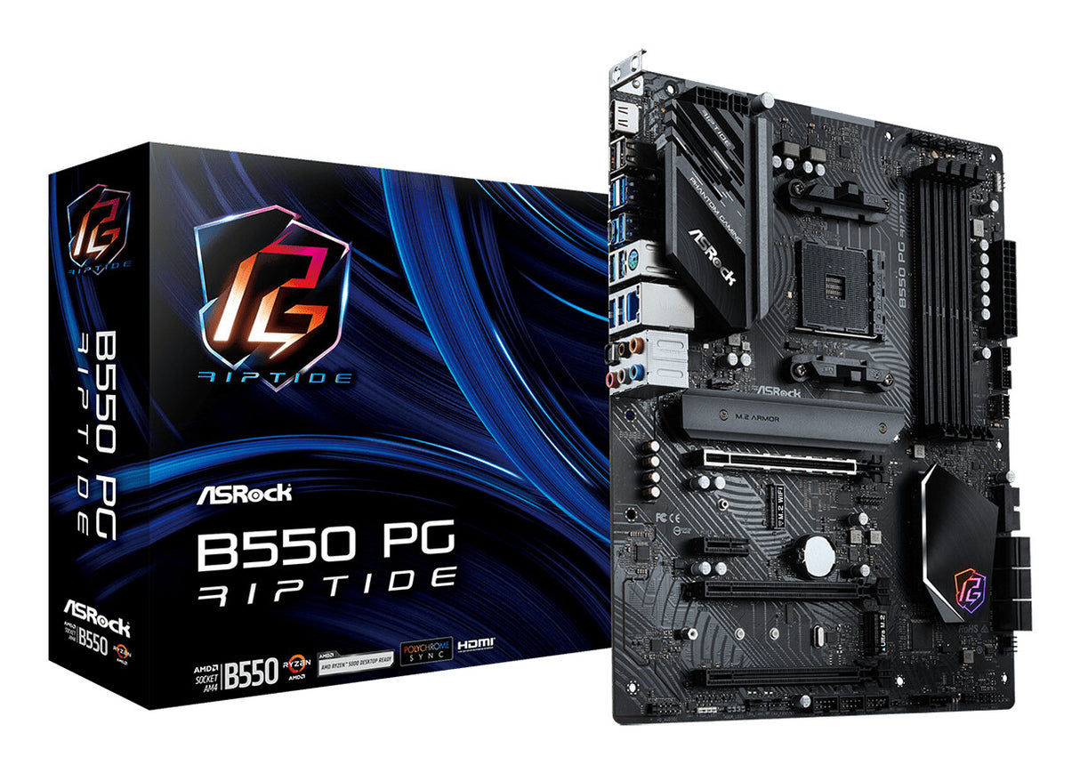Asrock B550 PHANTOM GAMING RIPTIDE, AMD B550, AM4, ATX, 4 DDR4, HDMI, XFire, 2,5 GB LAN, RGB, 2x M.2