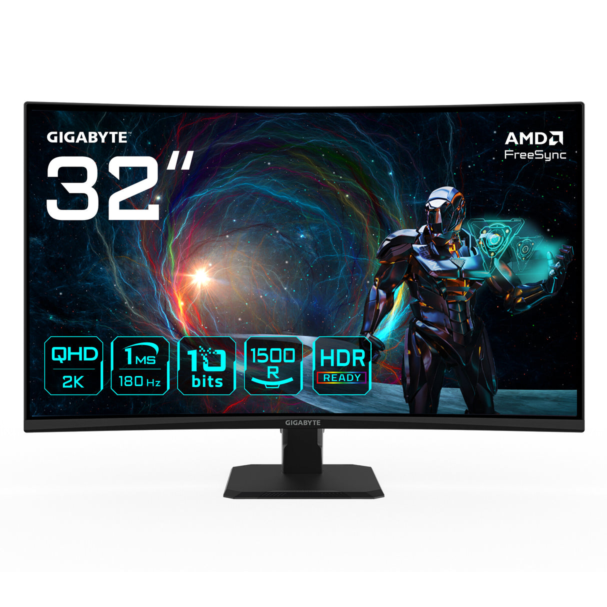 GIGABYTE GS32QCA 31.5" QHD Curved Gaming Monitor - 2560 x 1440, 180Hz, 1ms, 250 cd/m², FreeSync, HDR Ready, HDMI 2.0, Displayport 1.4