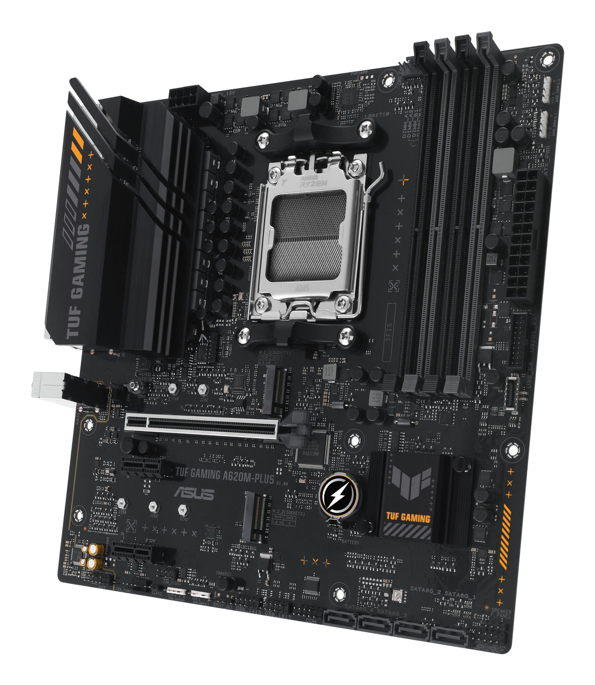 Asus TUF GAMING A620M-PLUS, AMD A620, AM5, Micro ATX, 4 DDR5, HDMI, 2 DP, LAN 2,5G, PCIe4, 2x M.2