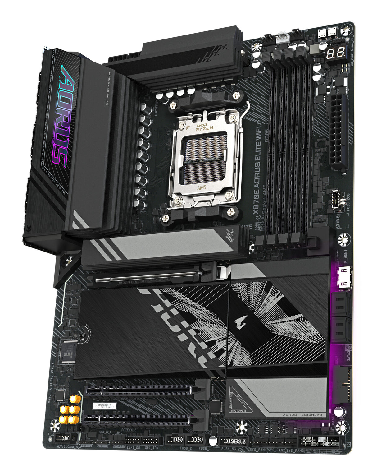 GIGABYTE X870E AORUS ELITE WIFI7 Motherboard - Supports AMD Ryzen 9000 CPUs, 16+2+2 Phases Digital VRM, up to 8000Hz DDR5 (OC), 3xPCIe 5.0 + 1xPCIe 4.0, Wi-Fi 7, 2.5GbE LAN, USB 4