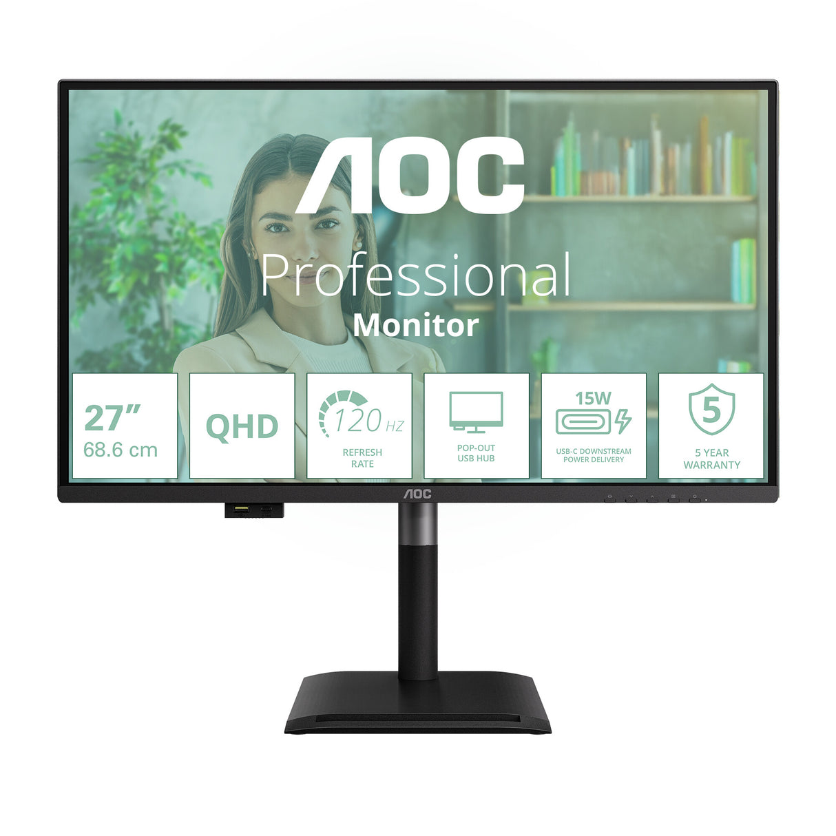AOC Q27P4U computer monitor 68.6 cm (27") 2560 x 1440 pixels Wide Quad HD Black