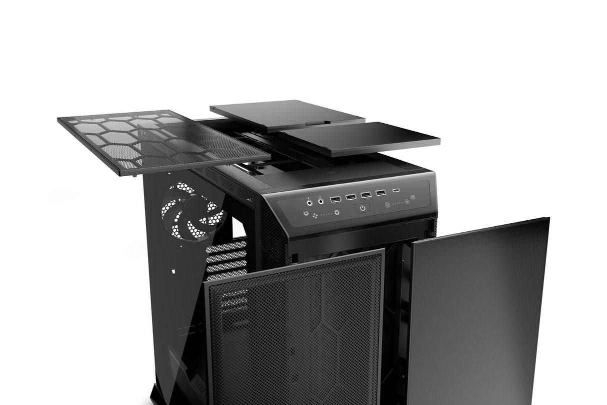 ¡tranquilizarse! Dark Base Pro 901 Caja de PC para juegos de torre completa, negra, 4x USB 3.2 tipo A, cubierta superior y panel frontal intercambiables, 3x Silent WIngs 4 ventiladores PWM, iluminación ARGB