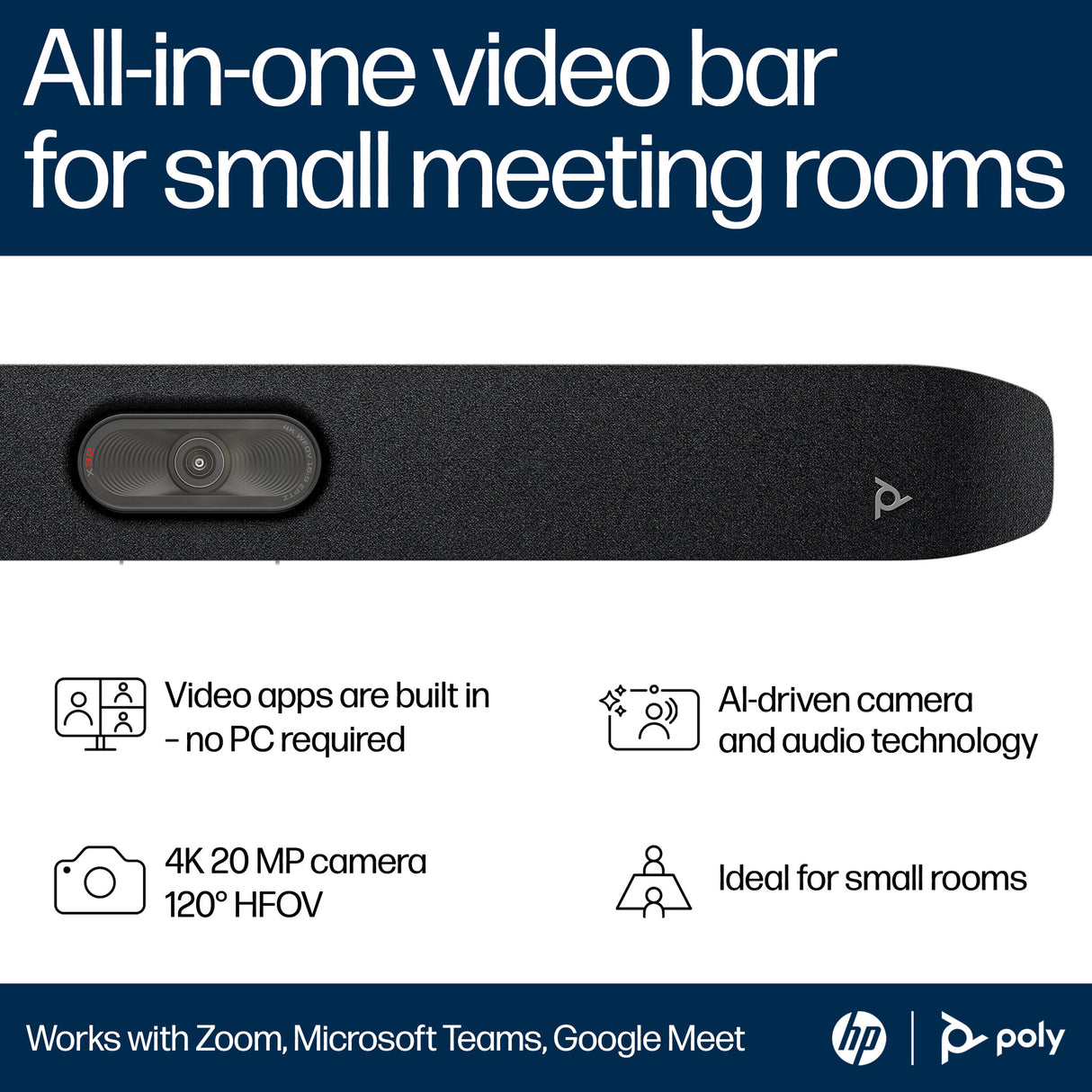 HP Poly Studio X32 All-In-One Video Bar No Power Supply