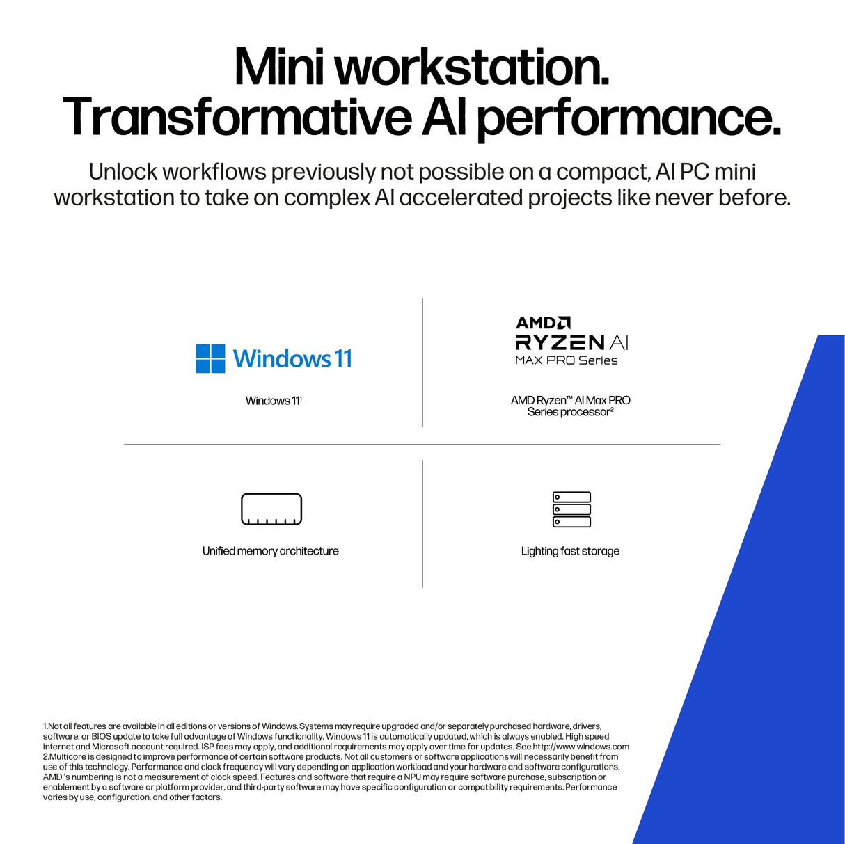 HP Z2 G1a Copilot+ PC AMD Ryzen AI Max PRO 385 32 GB LPDDR5x-SDRAM 1 TB SSD Windows 11 Pro Mini PC Workstation AI Workstation, AI PC Black