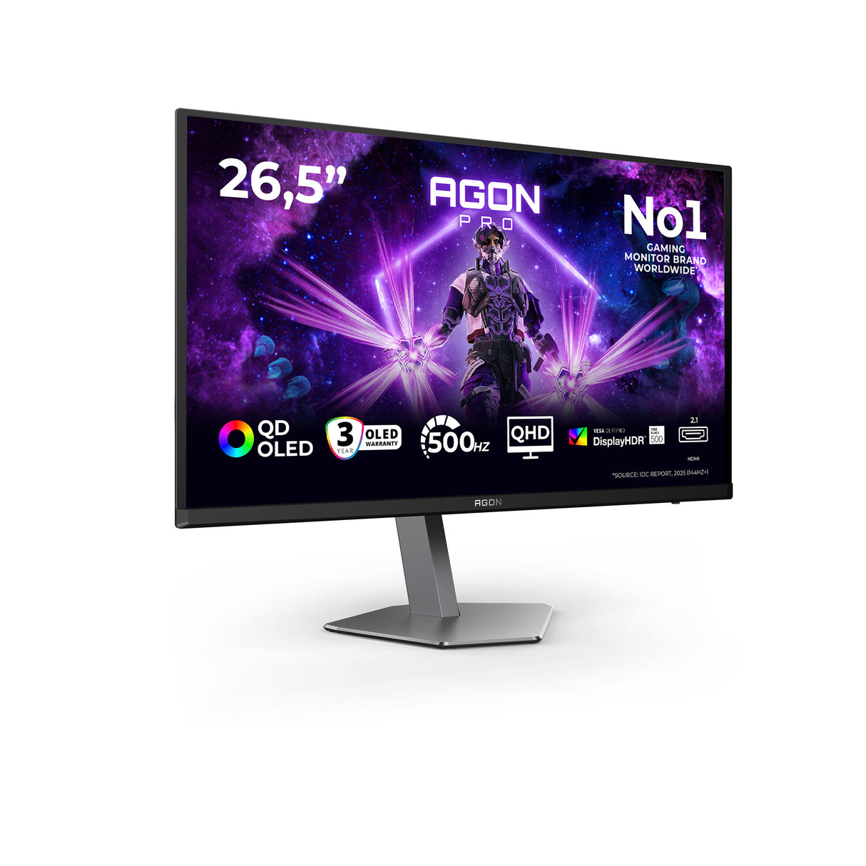 AOC AGON PRO AG276QKD2 computer monitor 67.3 cm (26.5") 2560 x 1440 pixels Quad HD QD-OLED Black, Grey