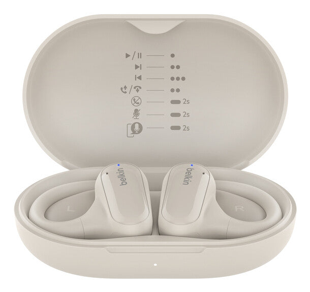 Belkin SoundForm ClearFit Headset True Wireless Stereo (TWS) Ear-hook Calls/Music/Sport/Everyday Bluetooth Sand