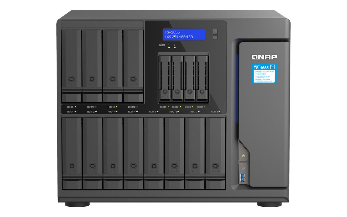 QNAP TS-1655 NAS Tower Intel Atom® C5125 8 GB DDR4 0 TB QNAP Turbo System Black