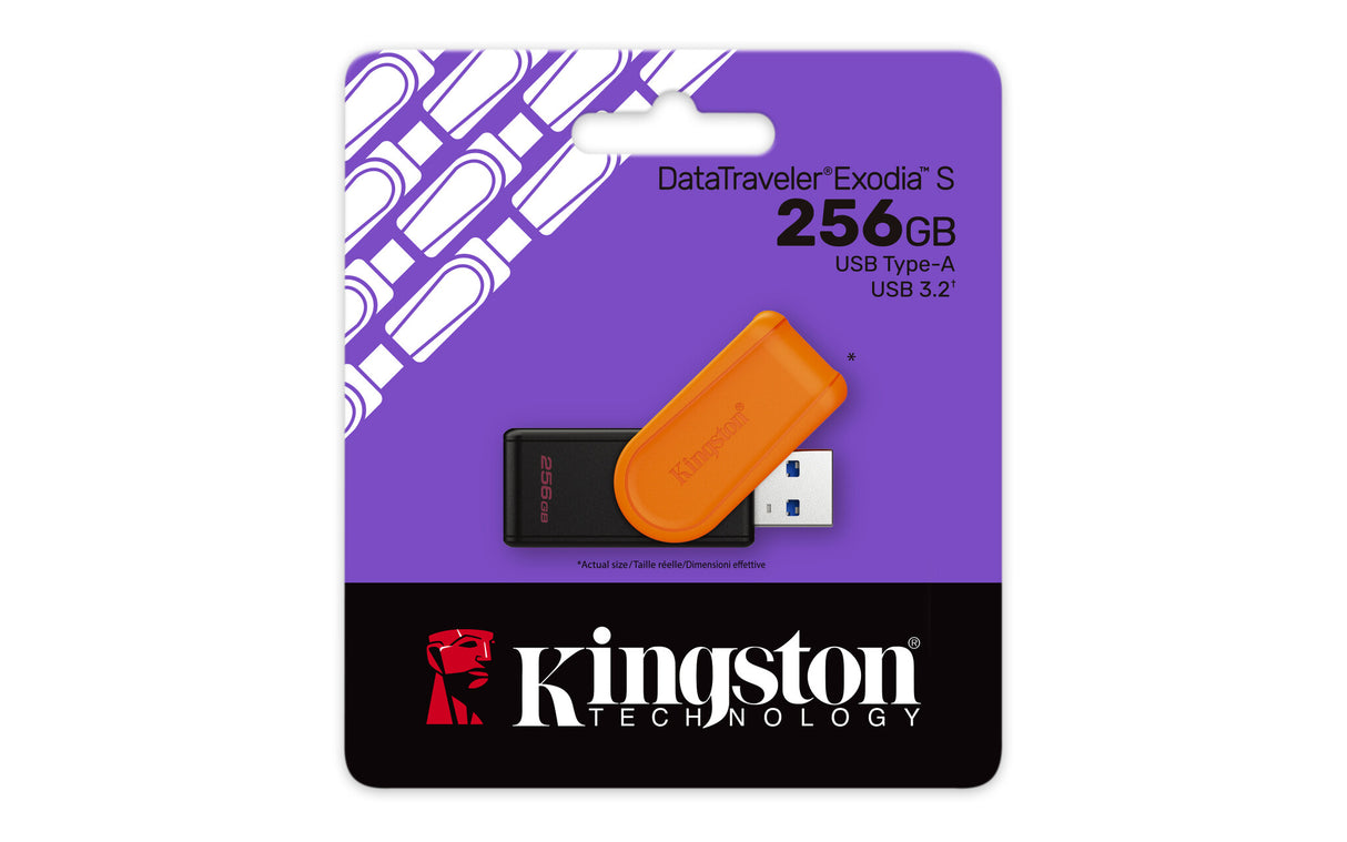 Kingston Technology DataTraveler 256GB Portable USB 3.2 Gen 1 Exodia S (Black/Orange)