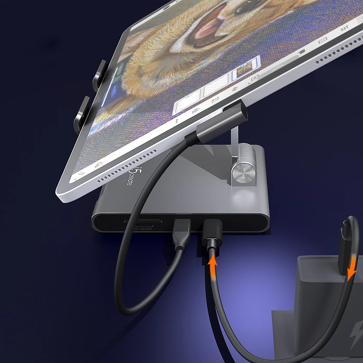 j5create JTS224 Multi-Angle Stand with Docking Station for iPad Pro®