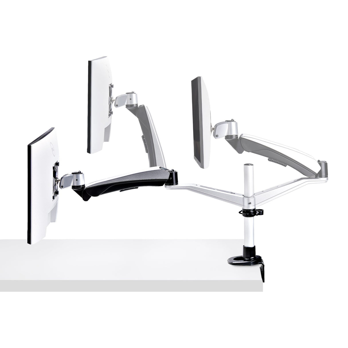 StarTech.com Monitor Desk Mount For 27in 16:9 or 30in 21:9 Ultrawide Screens, VESA 75x75/100x100, Tool-Less Arm Adjustments, C-Clamp/Grommet, Spring-Assisted Arm