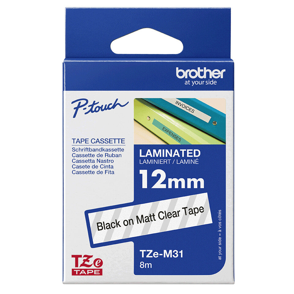 Brother TZE-M31 label-making tape Black on transparent