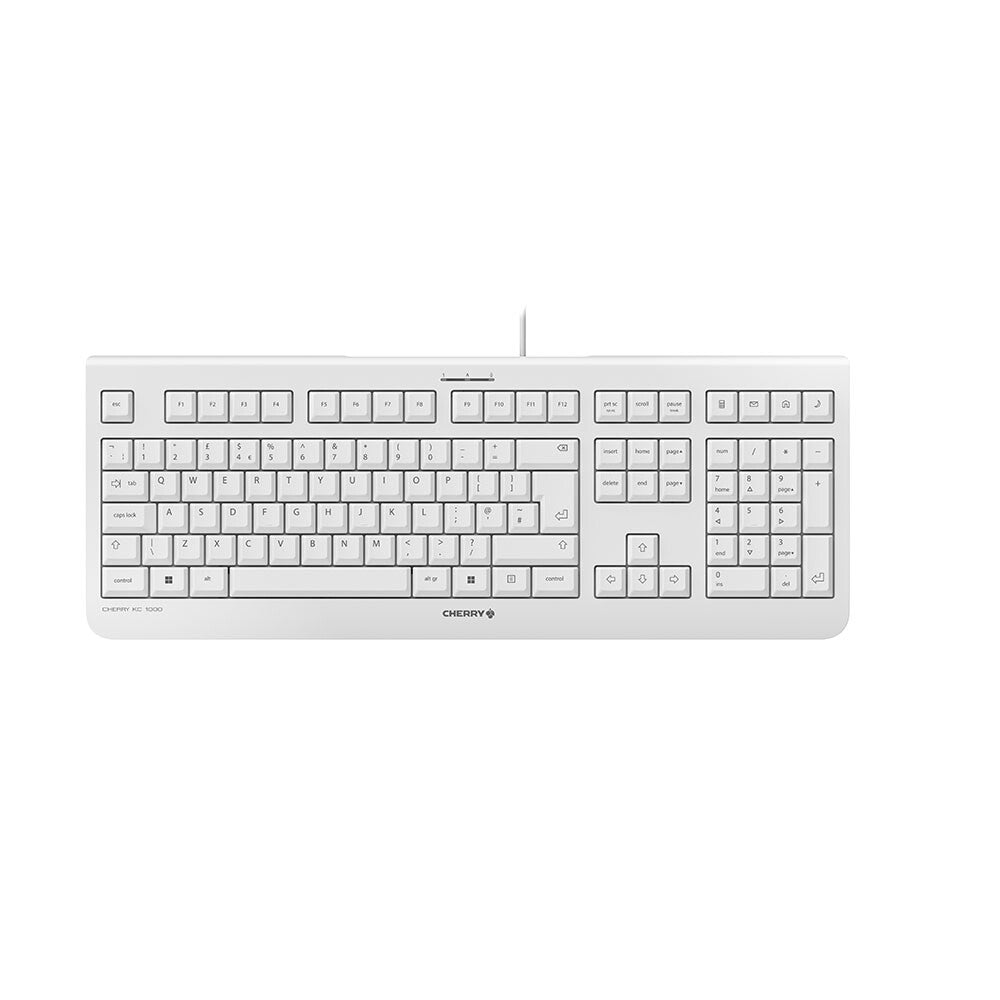 CHERRY KC 1000 Corded Keyboard,Pale Grey, USB (QWERTY - UK)