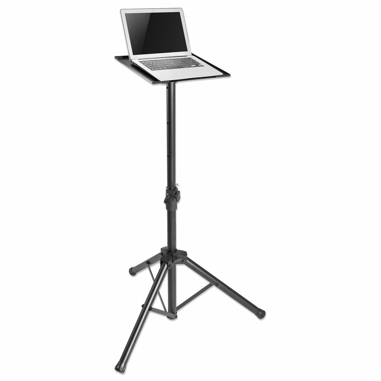 Manhattan Tripod Floor Mount for TV/Monitor/Projector/Laptop, For screens: 13" to 32", VESA compatability: 75x75 and 100x100mm - check the dimensions of the four mounting holes on back of screen to ensure it fits, Max 15kg, Height Adjustable, Black, Brack