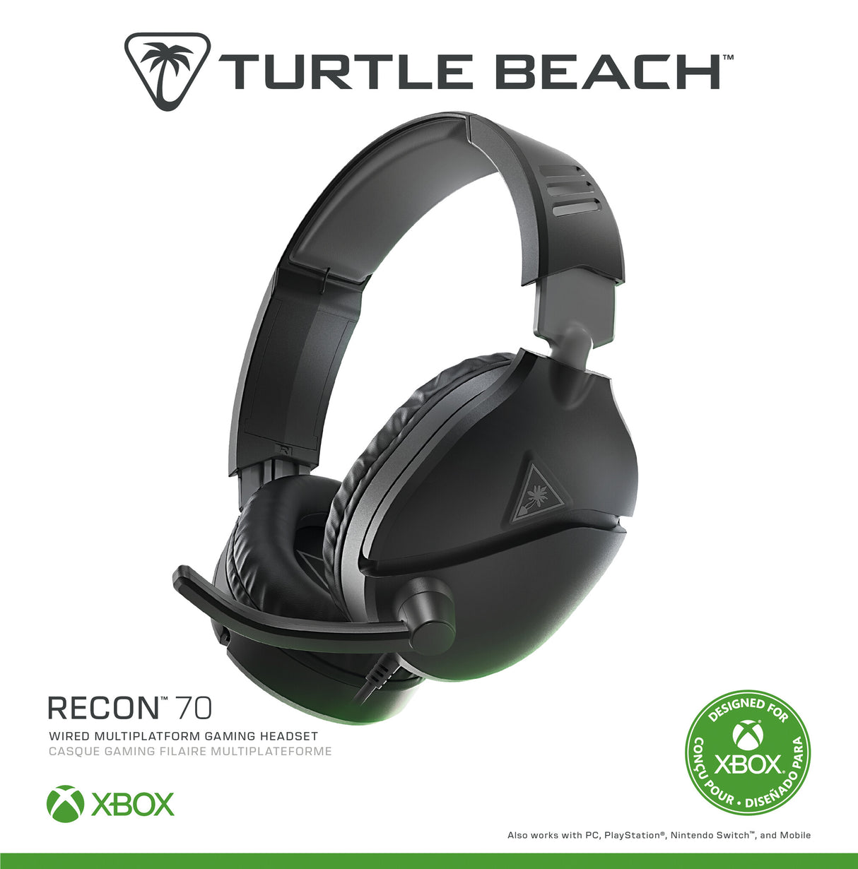 Turtle Beach Recon 70 Black Xbox Wired Gaming Headset. Officially Licensed for Xbox Series X or S and Xbox One