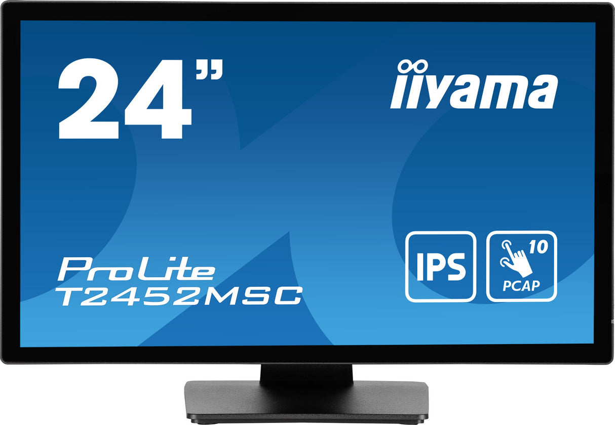 iiyama ProLite 23.8” PCAP 10pt touchscreen monitor featuring IPS panel technology, Edge-to-Edge glass design and anti fingerprint coating