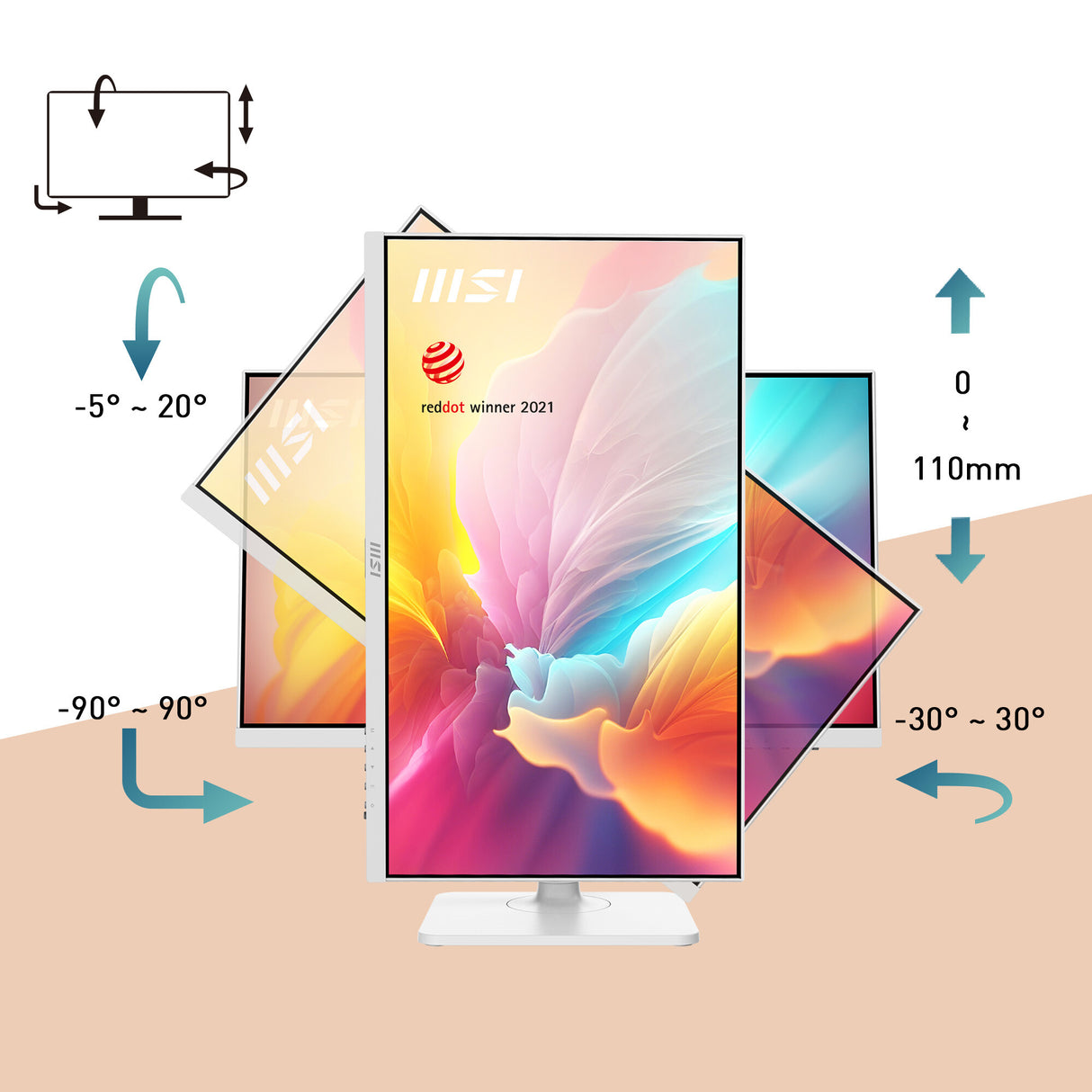 MSI Modern MD272XPW computer monitor 60.5 cm (23.8") 1920 x 1080 pixels Full HD White