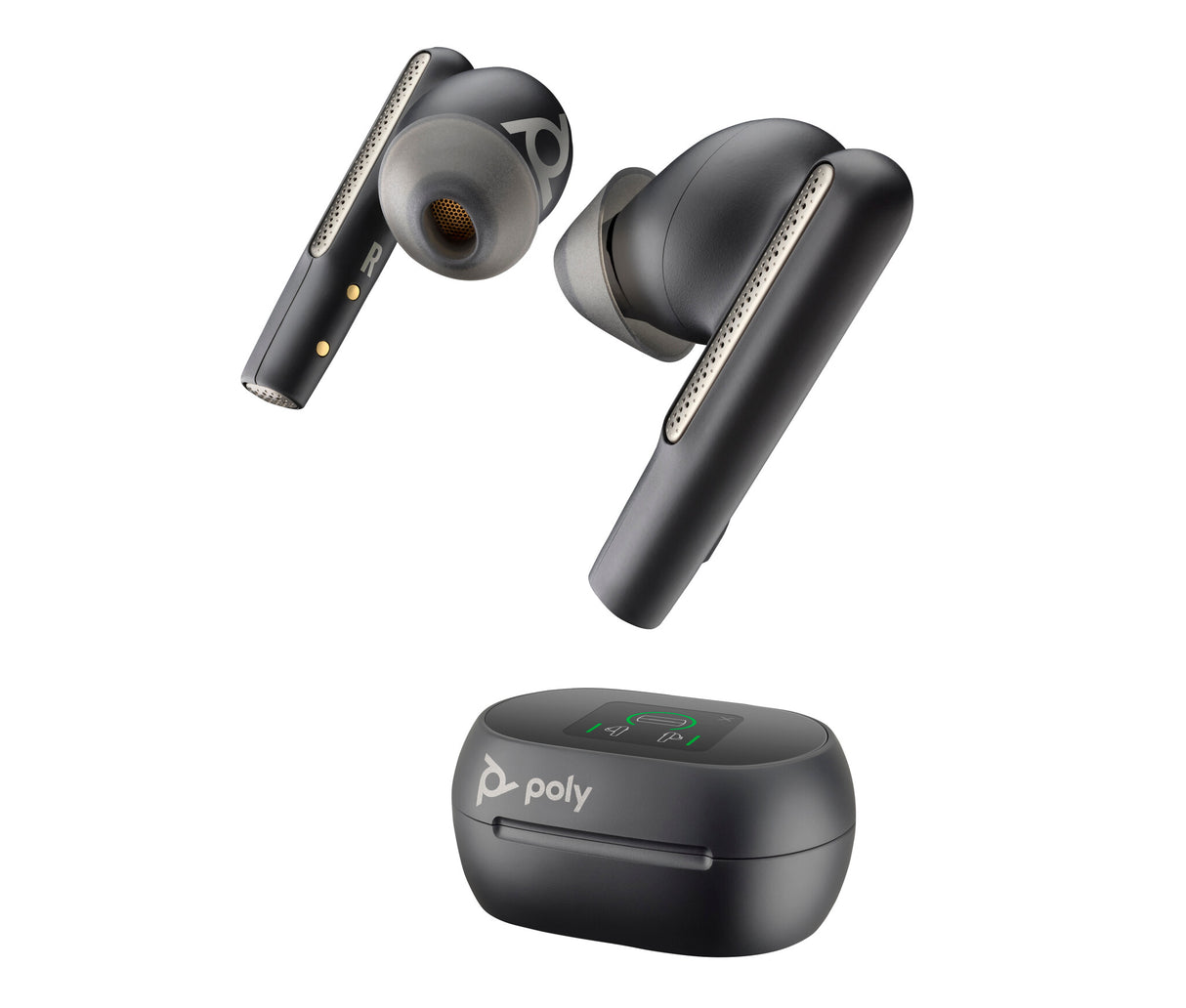 HP Poly Voyager Free 60+ UC Carbon Black Earbuds +BT700 USB-C Adapter +Touchscreen Charge Case