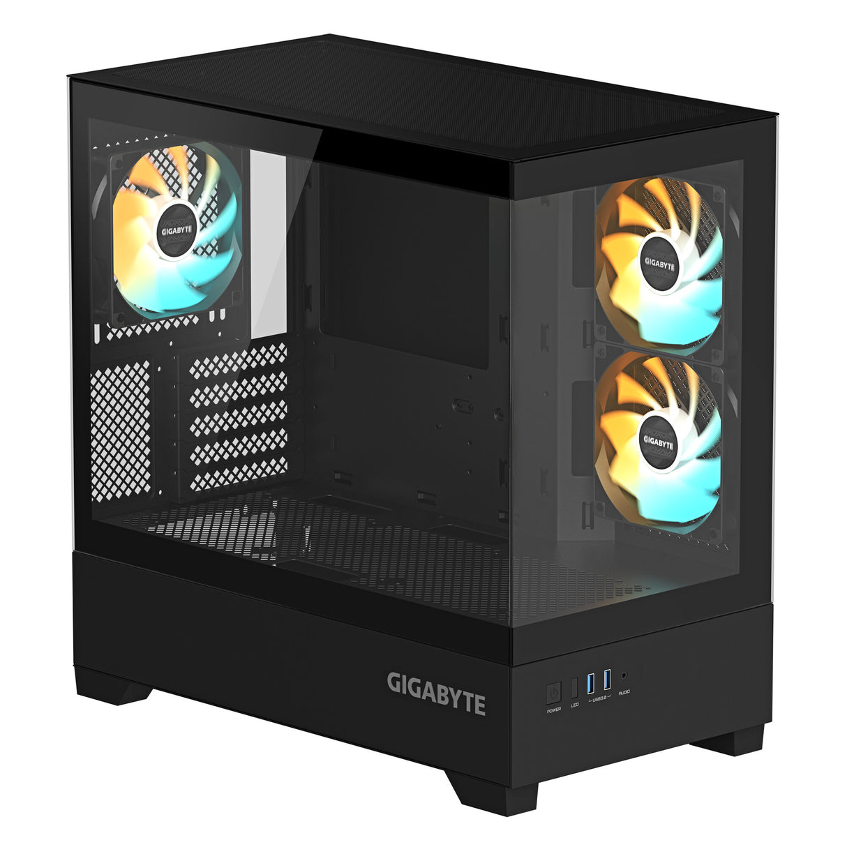 GIGABYTE C201 PANORAMIC PC Case - Mid Tower, m-ATX, 360mm radiator support, 3 Pre-installed Fans, USB 3.0, Support RGB Fusion
