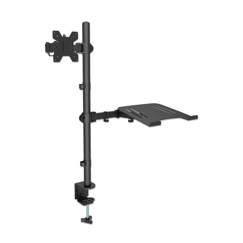 Manhattan Desk Mount for Monitors & Laptop Combo (Full Motion), For screens: 10-27", Laptop up to 17", Clamp Assembly, VESA compatability: 75x75 and 100x100mm - check the dimensions of the four mounting holes on back of screen to ensure it fits, Max 8kg,
