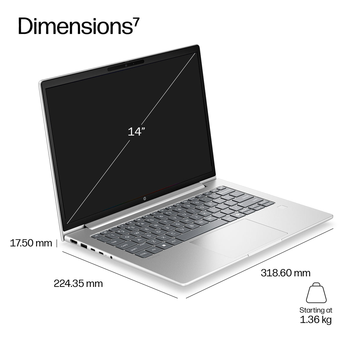 HP ProBook 4 G2i 14 AI PC Intel Core 7 350 Laptop 35.6 cm (14") WUXGA 16 GB DDR5-SDRAM 512 GB SSD Wi-Fi 6E (802.11ax) Windows 11 Pro Silver