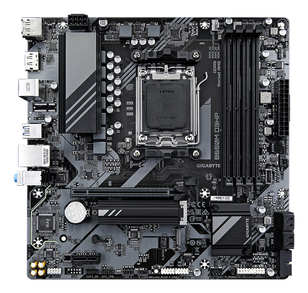 Carte mère Gigabyte B650M D3HP DDR5, Socket AMD AM5, Micro ATX, 1x PCIe 4.0 x16, 1x PCIe 3.0 x1, 2x M.2 2280 PCIe 4.0, Realtek 2.5GbE LAN, HDMI/DisplayPort