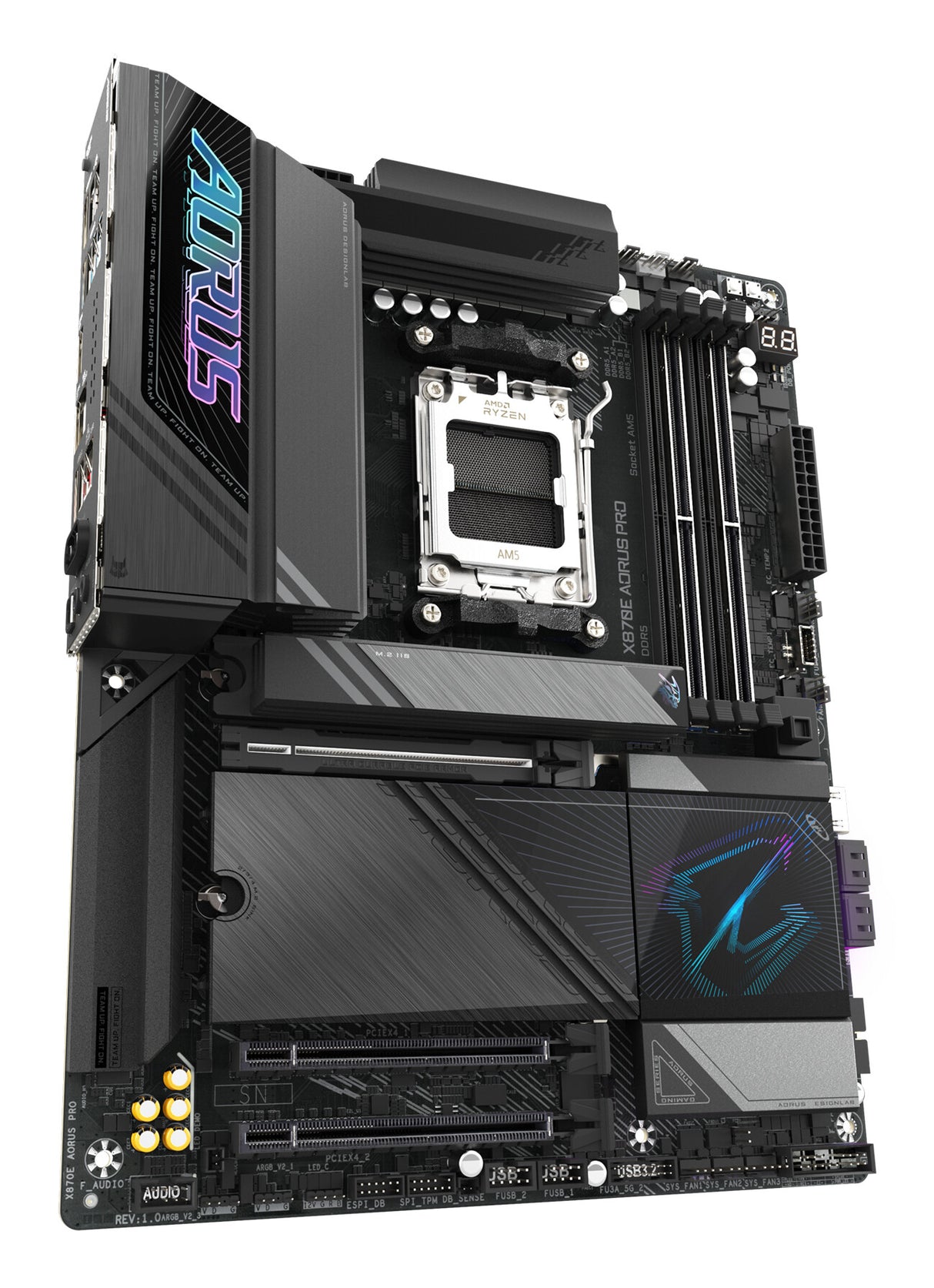 GIGABYTE X870E AORUS PRO Motherboard - Supports AMD Ryzen 9000 CPUs, 16+2+2 Phases Digital VRM, up to 8000MHz DDR5 (OC), 3xPCIe 5.0 + 1xPCIe 4.0,Wi-Fi 7, 2.5GbE LAN, USB 4