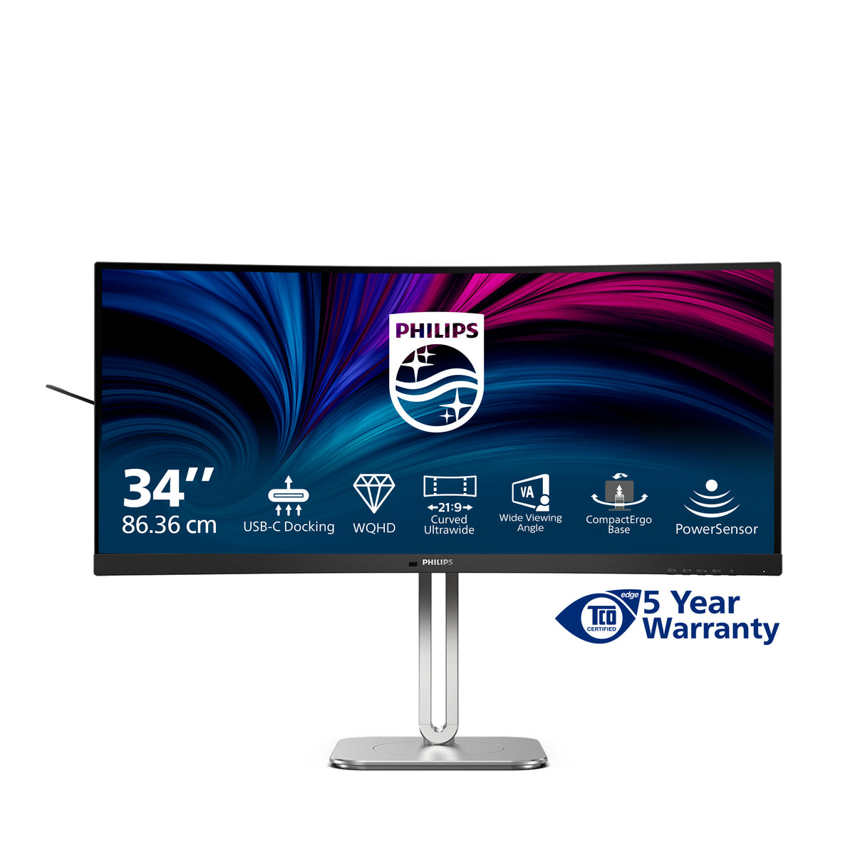 Philips 5000 series 34B2U5600C/00 computer monitor 86.4 cm (34") 3440 x 1440 pixels Dual QHD LCD Grey