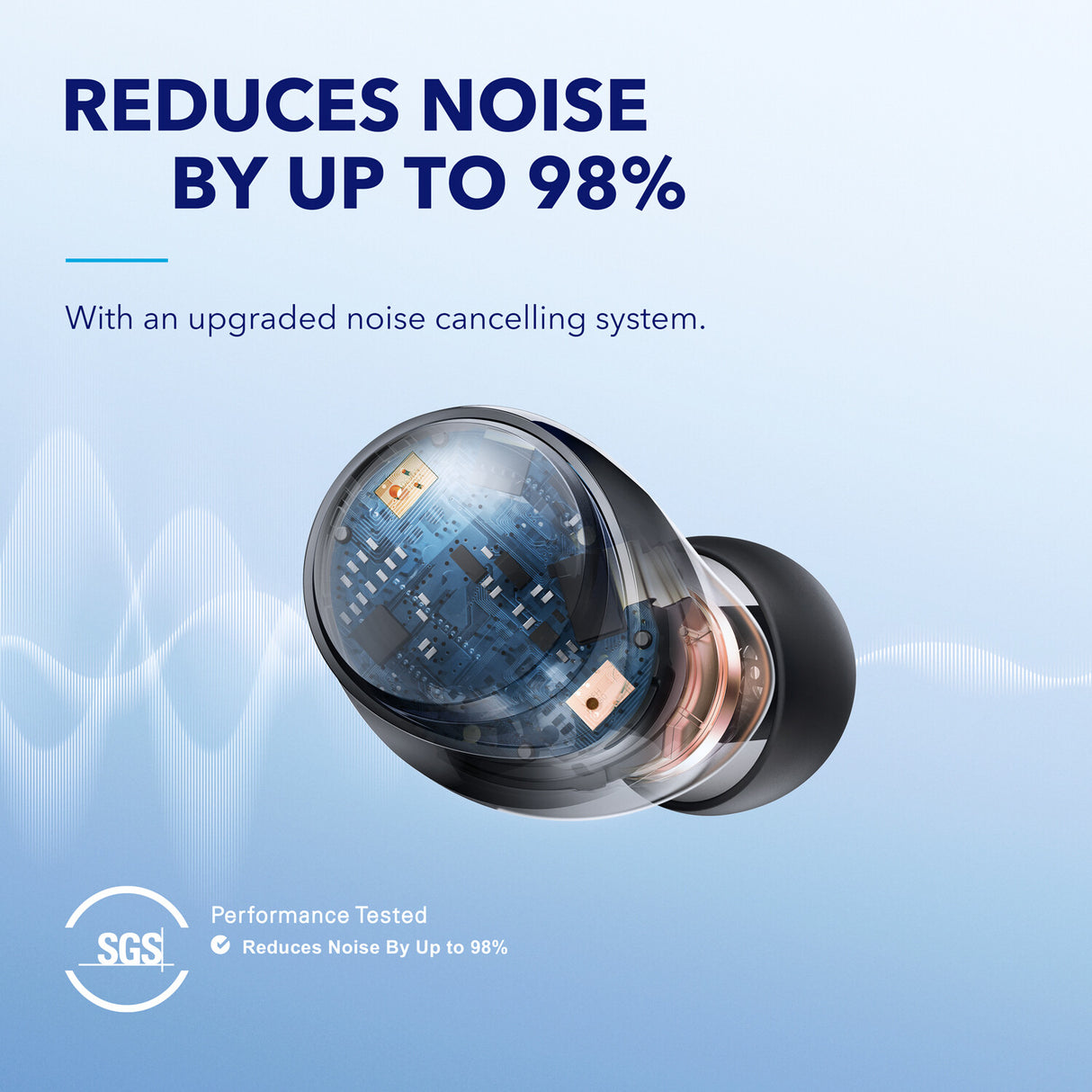 Anker Space A40 Adaptive Active Noise Canceling Wireless Earbuds, 50H Total Playtime, 10H Single Charge Playtime, LDAC Hi-Res Sound, Comfortable Fit, 6 Mics, Wireless Charge, Fast Charge