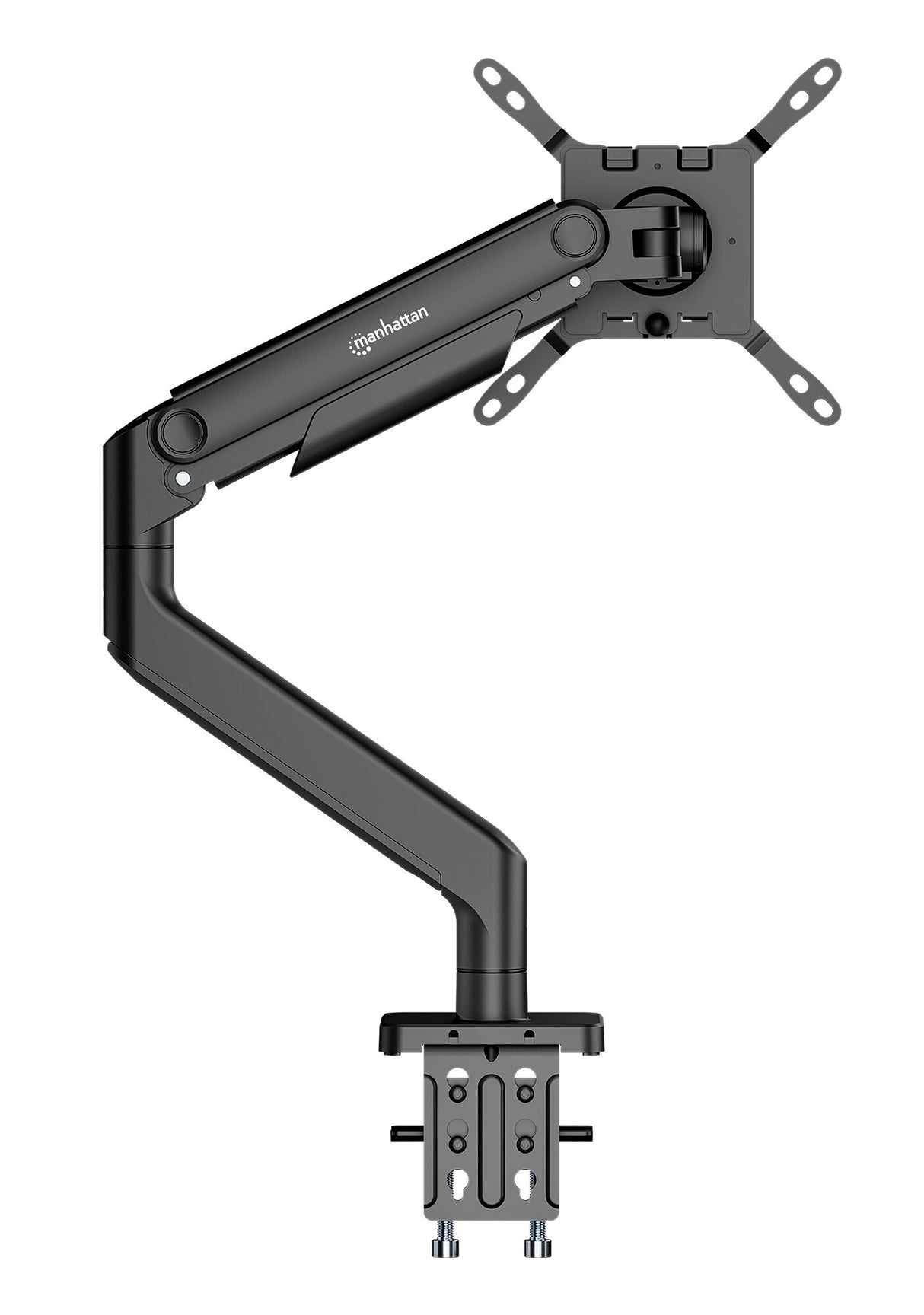 Manhattan Desk Mount for TV & Monitors (Full Motion Spring),For screens 13" to 42",C-Clamp or Grommet Assembly,VESA compatability:all between 75x75mm and 200x200mm -check the dimensions of the four mounting holes on back of screen to ensure it fits,Max 20