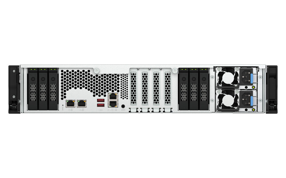 QNAP TS-H3077AFU-R7-64G NAS/storage server Rack (2U) AMD Ryzen™ 5 64 GB DDR5 0 TB QuTS hero Black, Metallic