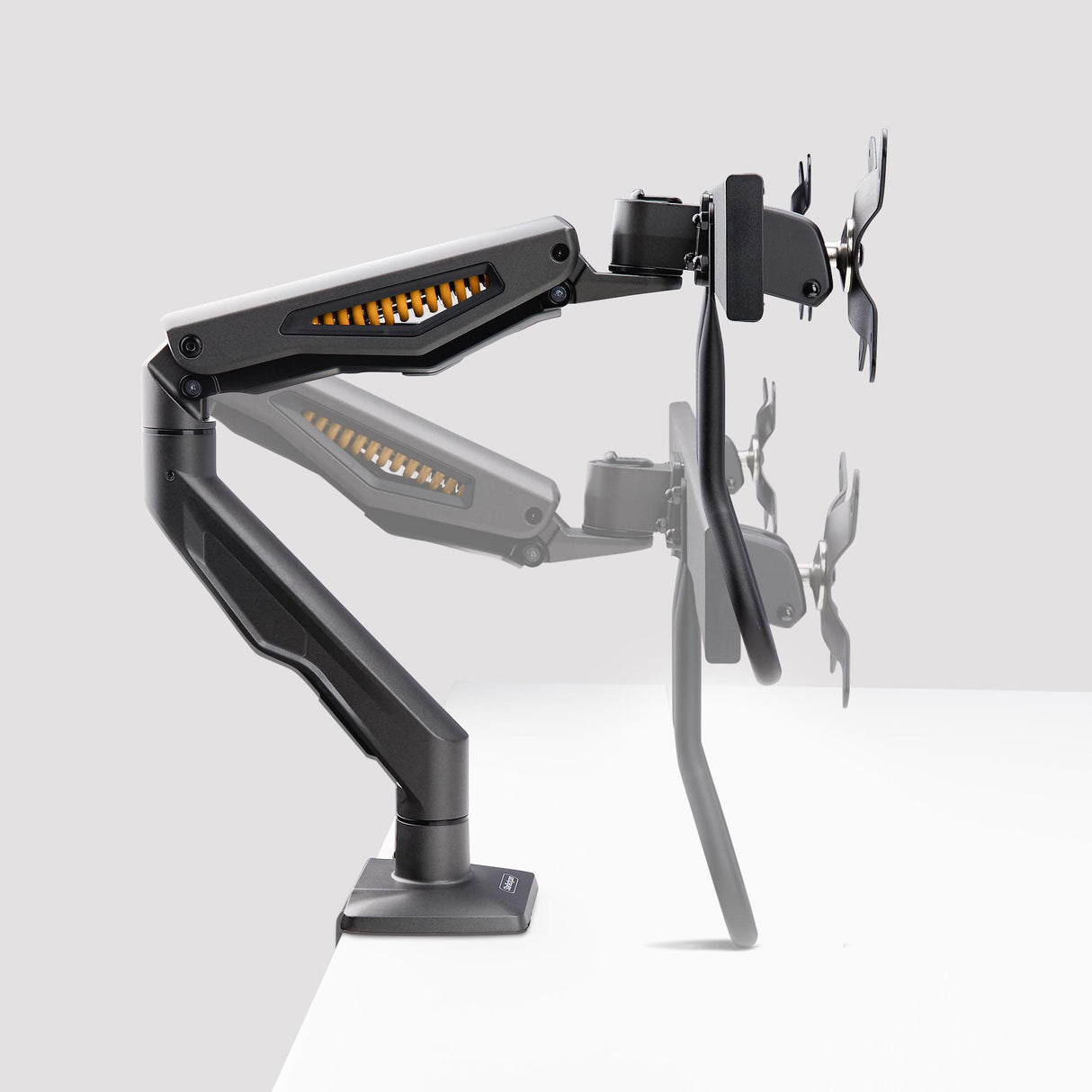 StarTech.com Desk Mount Dual Monitor Arm with Crossbar, Up To 27" Displays, VESA 75x75/100x100, Max 33lb/15kg, C-Clamp, Fully Articulating, Mechanical Spring, TAA