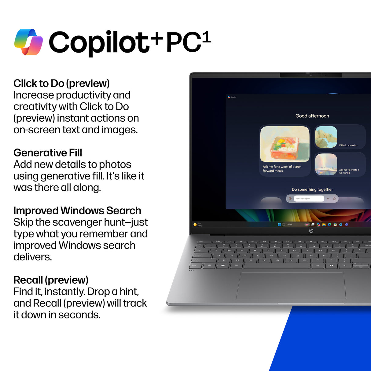 HP OmniBook 5 Laptop Next Gen AI 16-bm0000nax Copilot+ PC Intel Core Ultra 7 40.6 cm (16") 2K 16 GB LPDDR5x-SDRAM 512 GB SSD Wi-Fi 6 (802.11ax) Windows 11 Home Silver