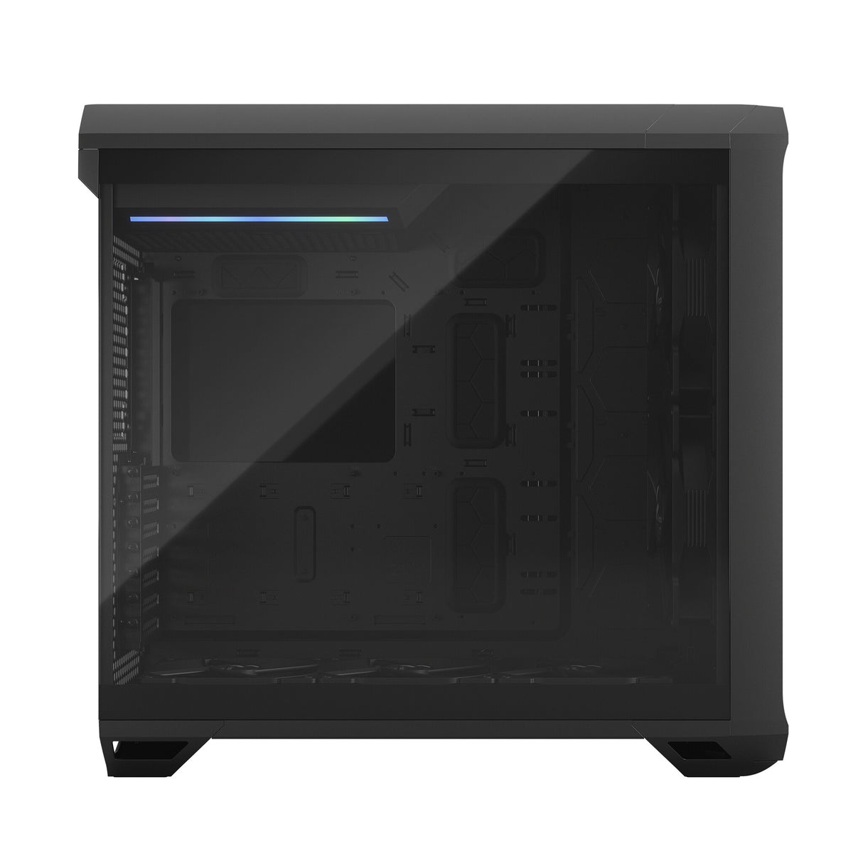 Fractal Design Torrent (Light TG) Boîtier de jeu avec fenêtres en verre teinté clair, E-ATX, 5 ventilateurs, hub de ventilateur, bande RVB sur le carénage du bloc d'alimentation, grille avant, USB-C