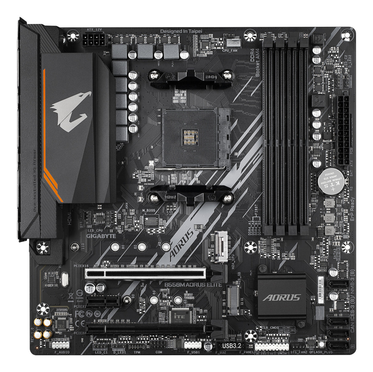 GIGABYTE B550M AORUS ELITE Motherboard - AMD Ryzen 5000 CPUs, 5+3 Phases VRM, up to 4733MHz DDR4, 1xPCIe 4.0 + 1xPCIe 3.0 M.2, 1GbE LAN, USB 3.2 Gen 1