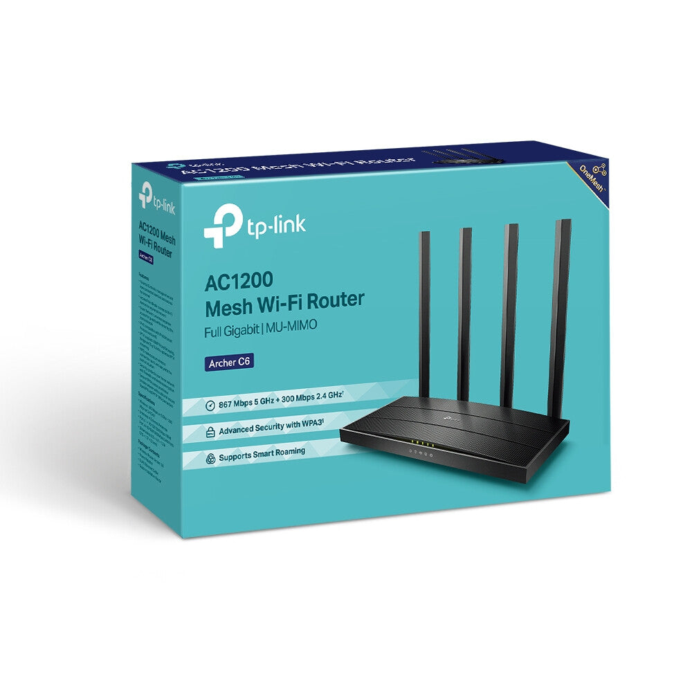 TP-LINK (Archer C6), routeur câble sans fil double bande AC1200 (867+300), 4 ports, MU-MIMO, mode point d'accès