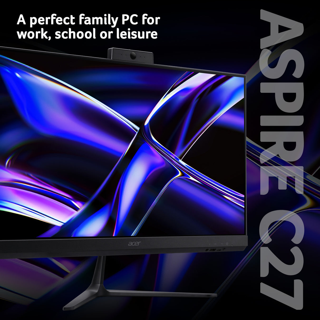 Acer Aspire C27-B All-in-One Desktop - AMD Ryzen 7-350, 16GB, 1TB SSD, Integrated AMD Radeon Graphics, 27" Full HD, Windows 11, Black