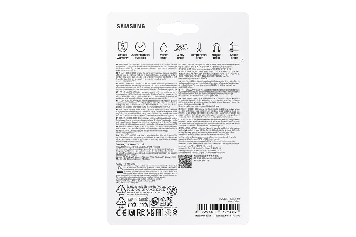 Samsung MUF-256BE USB flash drive 256 GB USB Type-A 3.2 Gen 1 (3.1 Gen 1) Silver