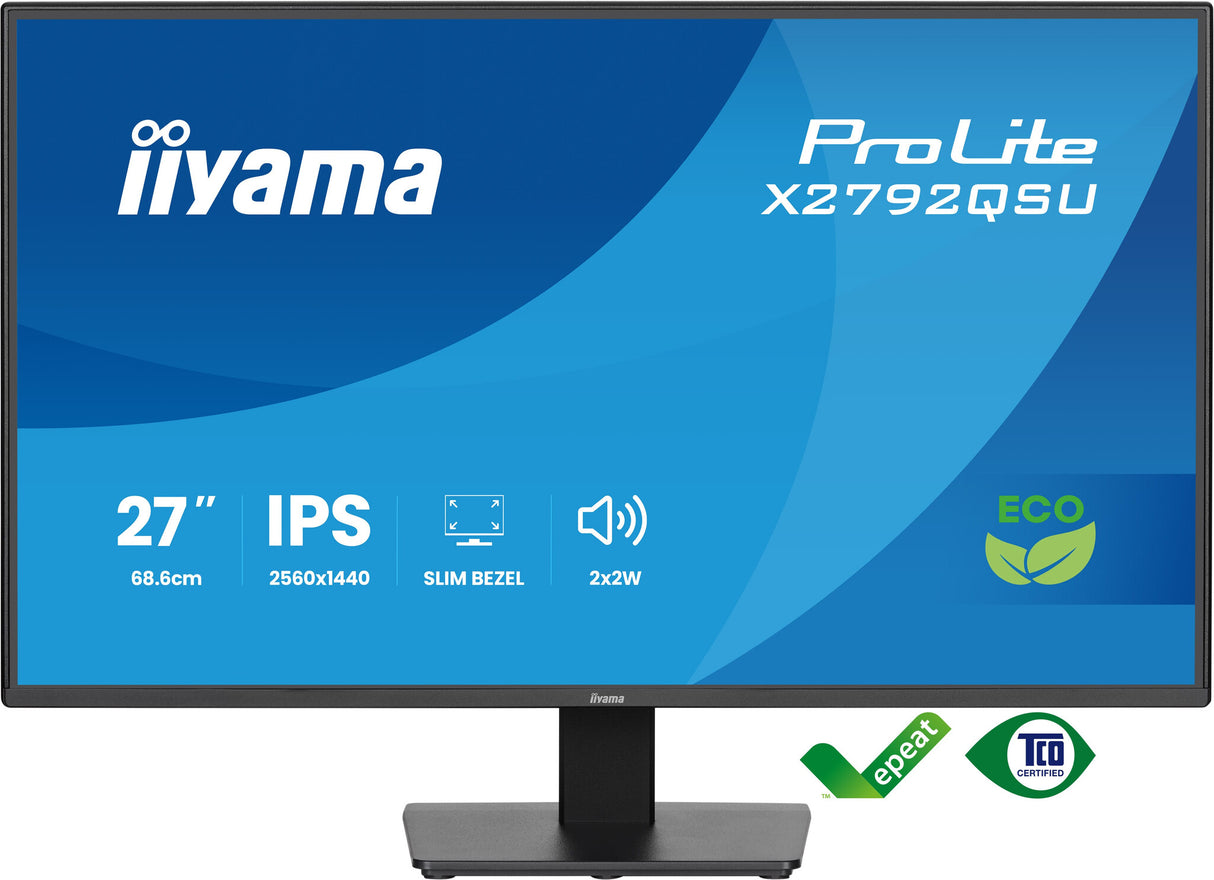 iiyama ProLite X2792QSU-B1 computer monitor 68.6 cm (27") 2560 x 1440 pixels Quad HD LED Black