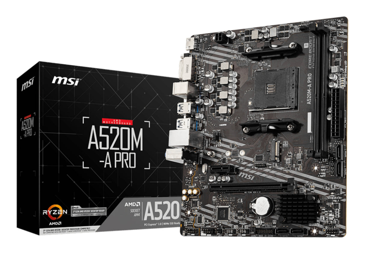 MSI A520M-A PRO motherboard AMD A520 Socket AM4 micro ATX