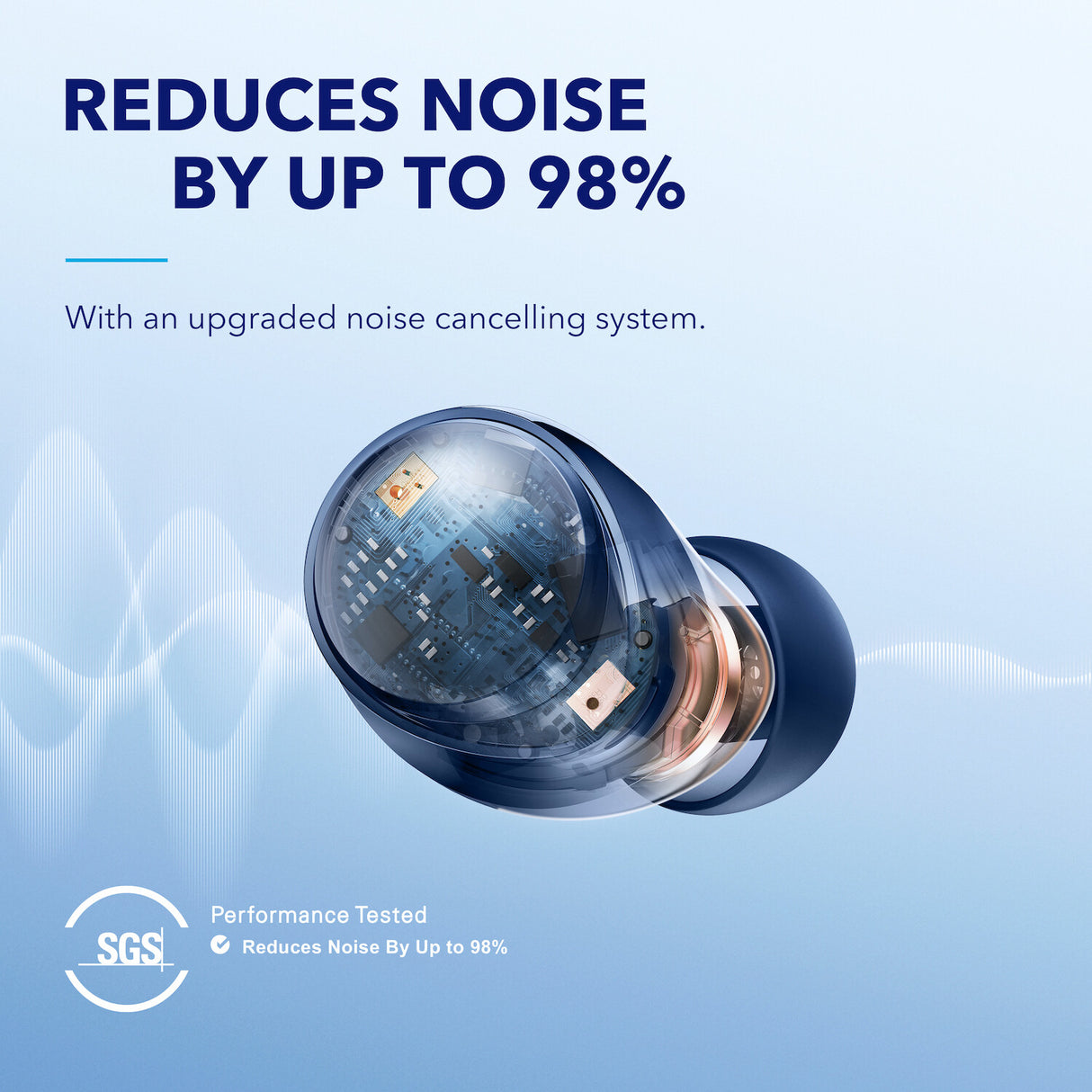 Anker Space A40 Adaptive Active Noise Canceling Wireless Earbuds, 50H Total Playtime, 10H Single Charge Playtime, LDAC Hi-Res Sound, Comfortable Fit, 6 Mics, Wireless Charge, Fast Charge