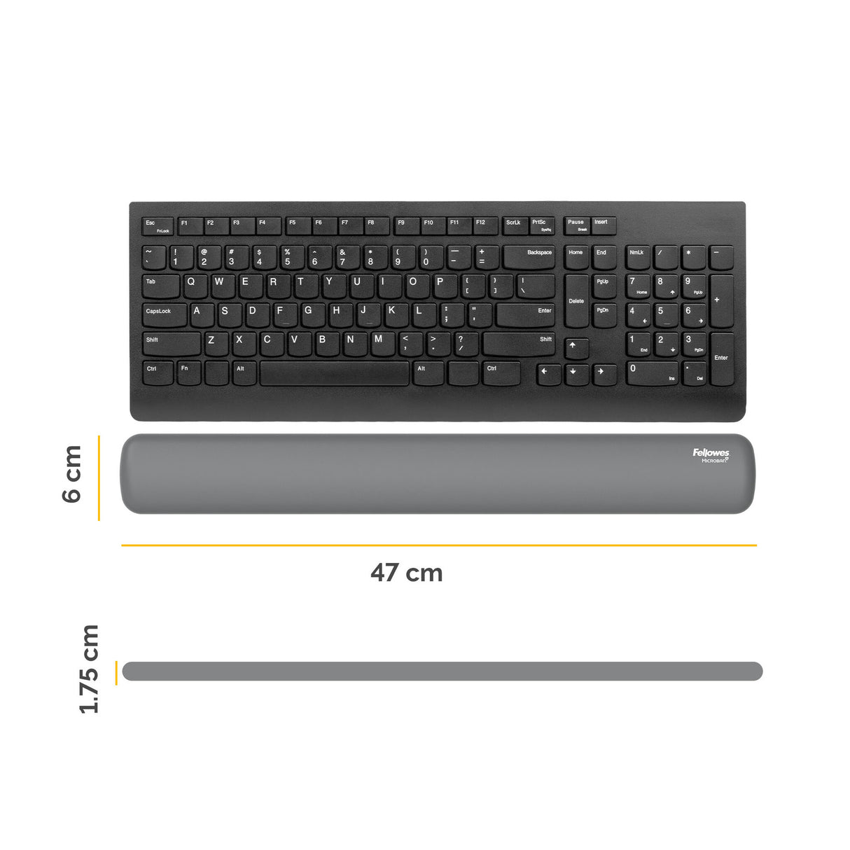 Fellowes Keyboard Wrist Rest Breyta Keyboard Wrist Support with Antibacterial Protection Ergonomic Wrist Support Grey