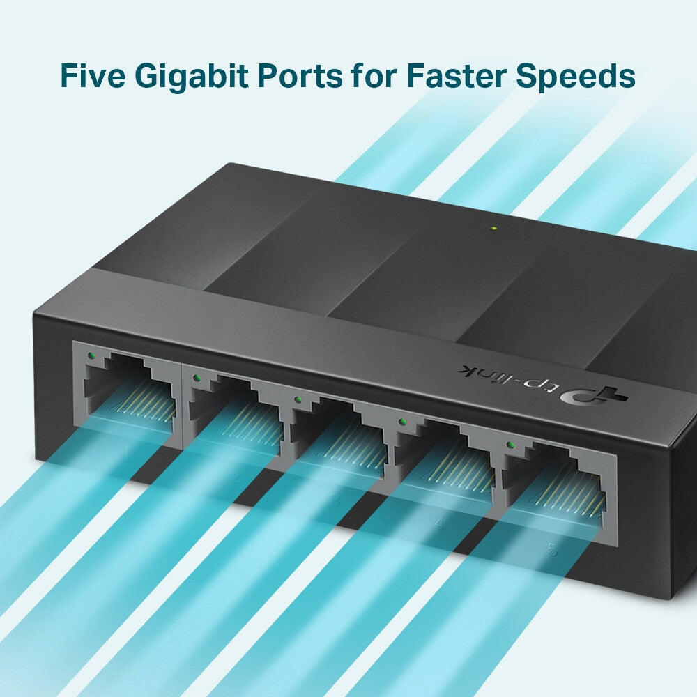 TP-LINK (LS1005G) Switch LiteWave de bureau non géré Gigabit à 5 ports, technologie verte, boîtier en plastique