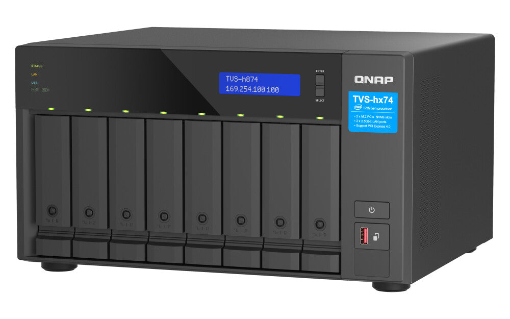 QNAP TVS-h874X NAS Tower Intel® Core™ i9 64 GB DDR4 0 TB QuTS hero Black