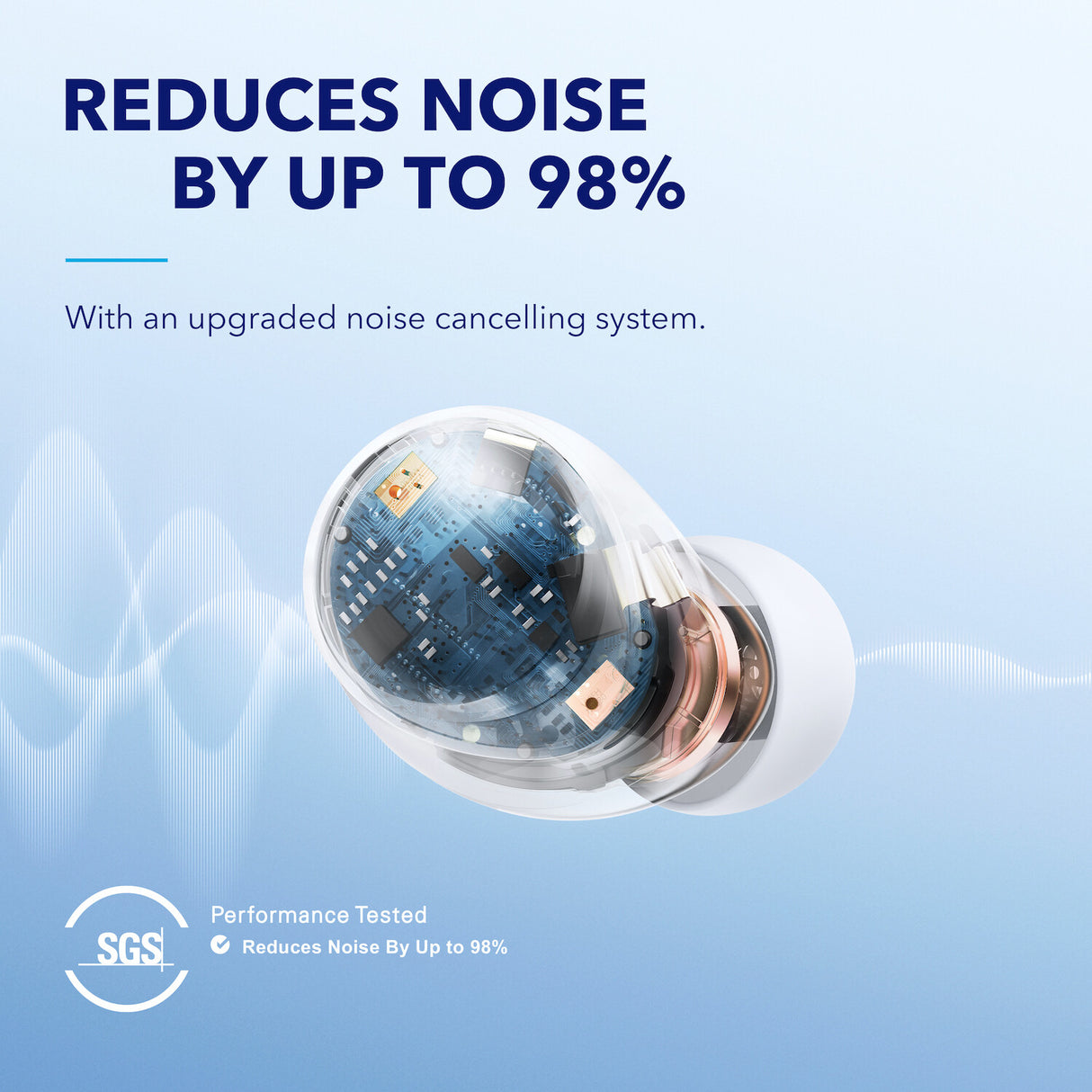 Anker Space A40 Adaptive Active Noise Canceling Wireless Earbuds, 50H Total Playtime, 10H Single Charge Playtime, LDAC Hi-Res Sound, Comfortable Fit, 6 Mics, Wireless Charge, Fast Charge